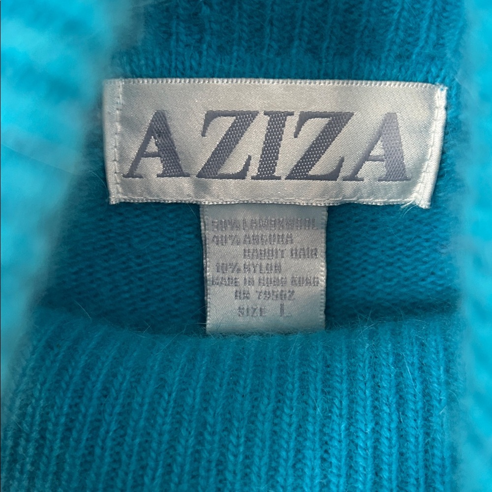 Vintage‎ Aziza Argyle Lambswool Angora Sweater Turtleneck Oversized - Picture 3 of 4